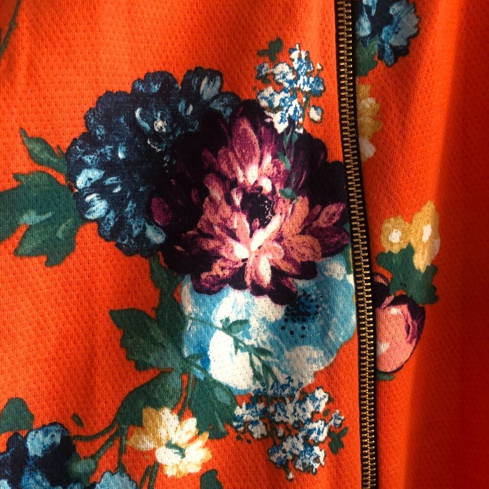 VERONIKA MAINE Orange Floral Bomber Jacket Size S - Picture 5 of 6